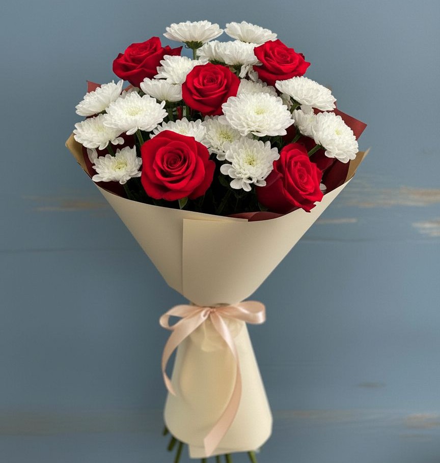 Букет цветов из: Розы и Хризантемы в Чернянке