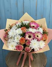 Букет цветов из:  Розы, Герберы и Хризантемы в Чернянке
