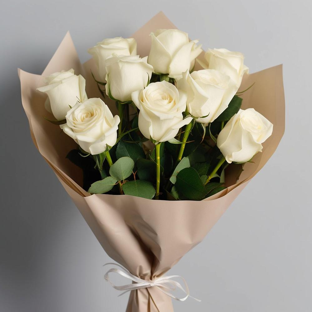 Букет 9 Белых роз Эдлесс Лав в Чернянке