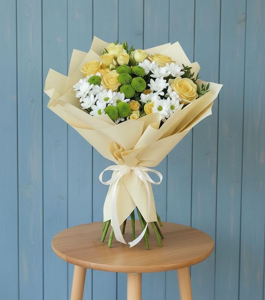 Букет цветов из: Хризантемы и Розы в Чернянке