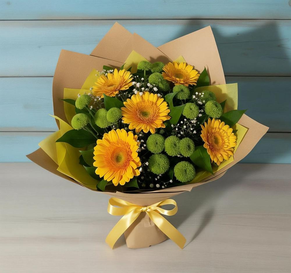 Букет цветов из: Герберы и Хризантемы в Чернянке