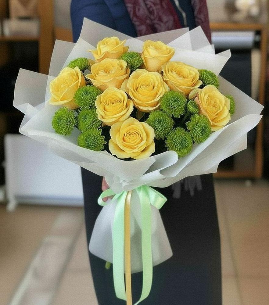 Букет цветов из: Хризантемы и Розы в Чернянке