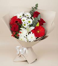 Букет цветов из:  Розы, Хризантемы, Герберы и Лилии в Чернянке