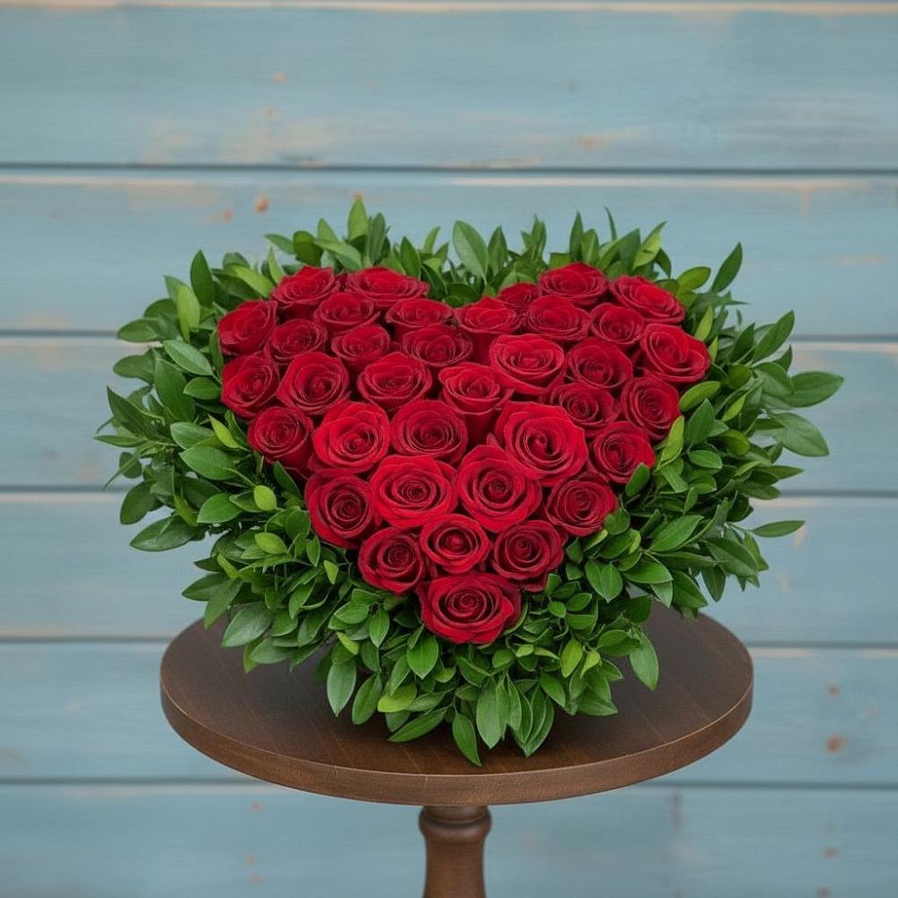 Цветочная композиция из Розы в виде сердца в Чернянке