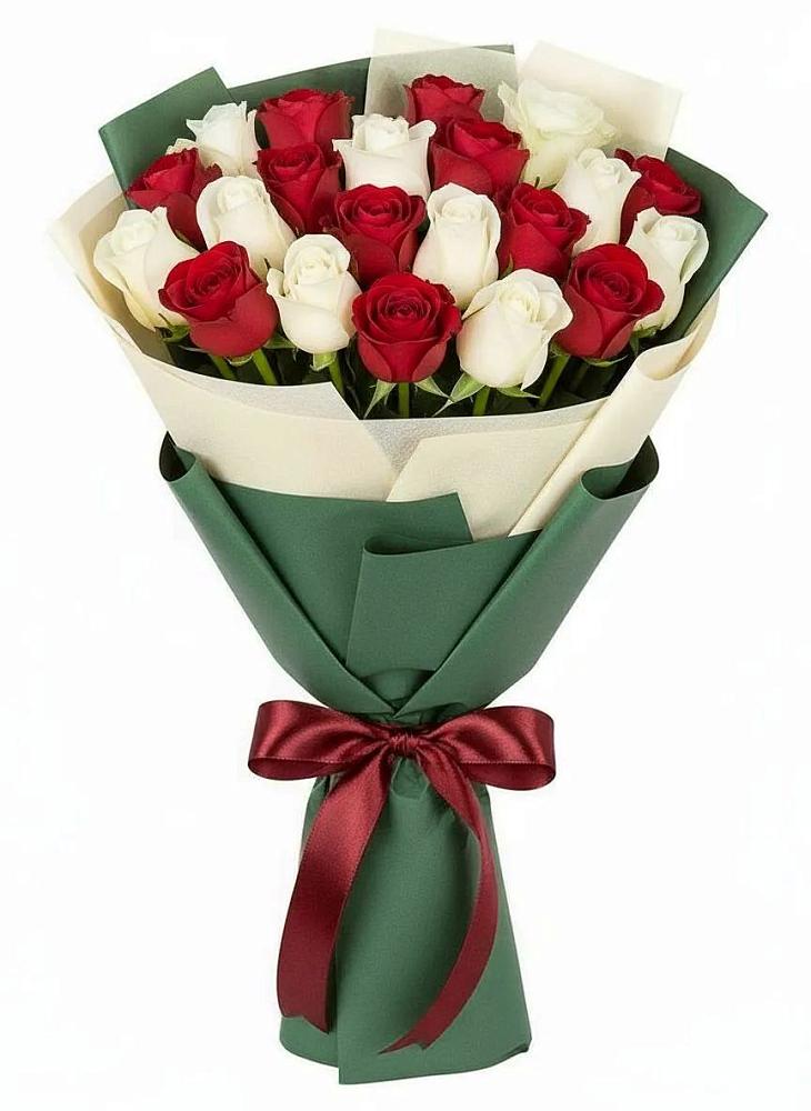 Букет Микс из красных и белых роз в Чернянке