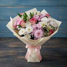 Букет цветов из:  Хризантемы, Альстромерии и Розы в Чернянке