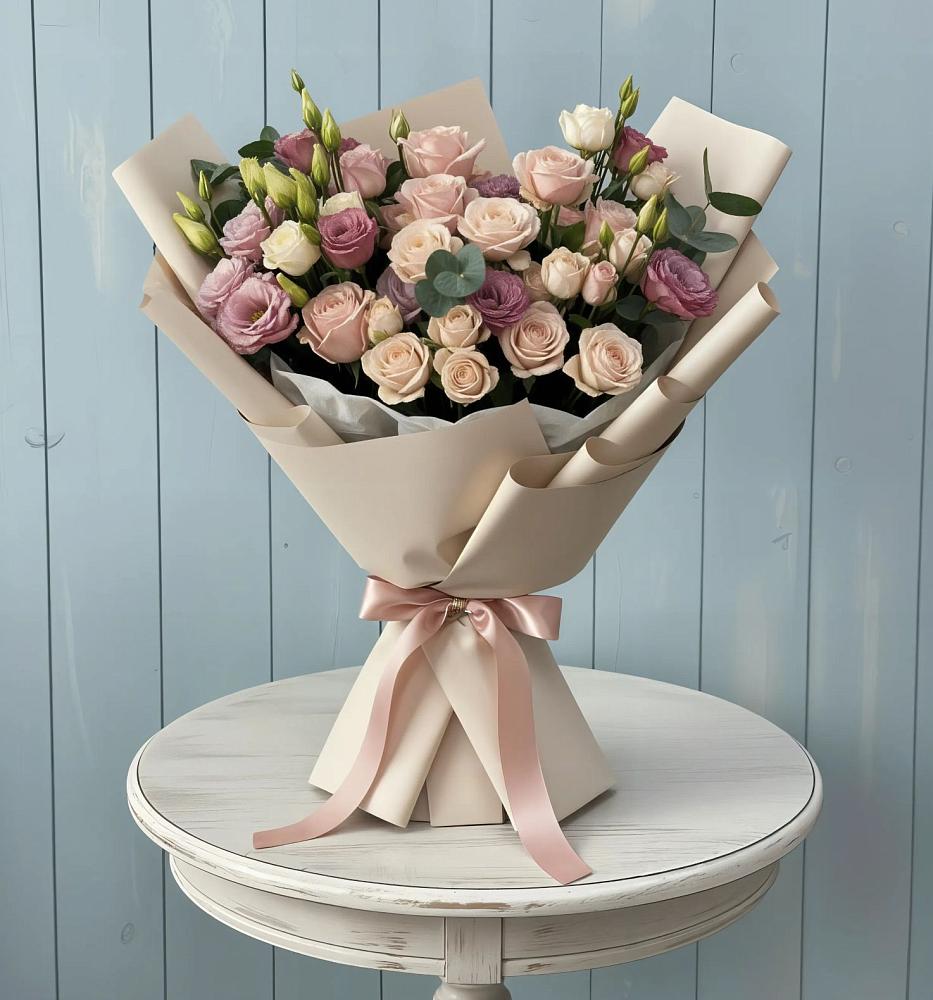 Букет цветов из: Розы и Лизиантусы в Чернянке