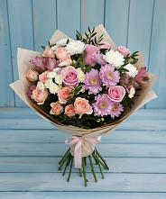 Букет цветов из:  Хризантемы, Розы и Альстромерии в Чернянке